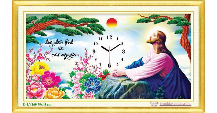 [HCM]Tranh đính đá Đồng hồ chúa Giê su_LV169_79*45 CM
