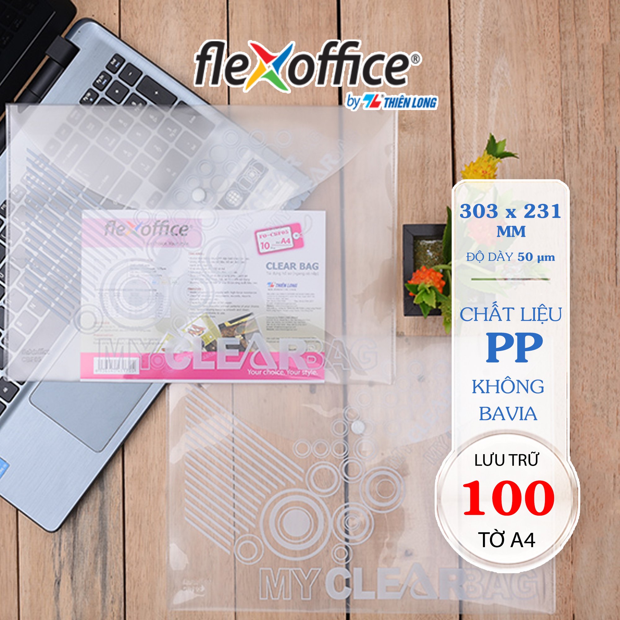 Bìa nút a4 flexoffice có in fo-cbf05