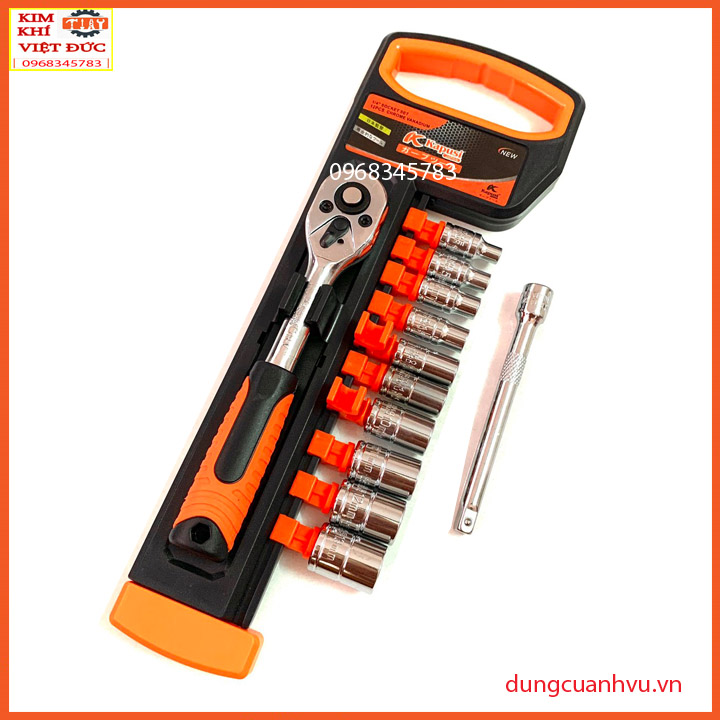 Bộ tuýp sửa chữa - bộ khẩu 1/4 cần tự động 12 chi tiết Kapusi Japan,  thép CRV cao cấp