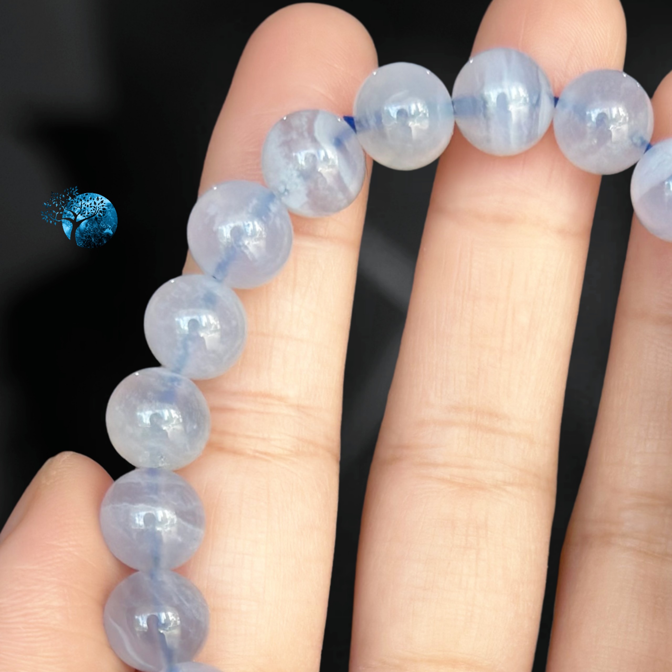 Vòng tay đá blue lace agate 8mm