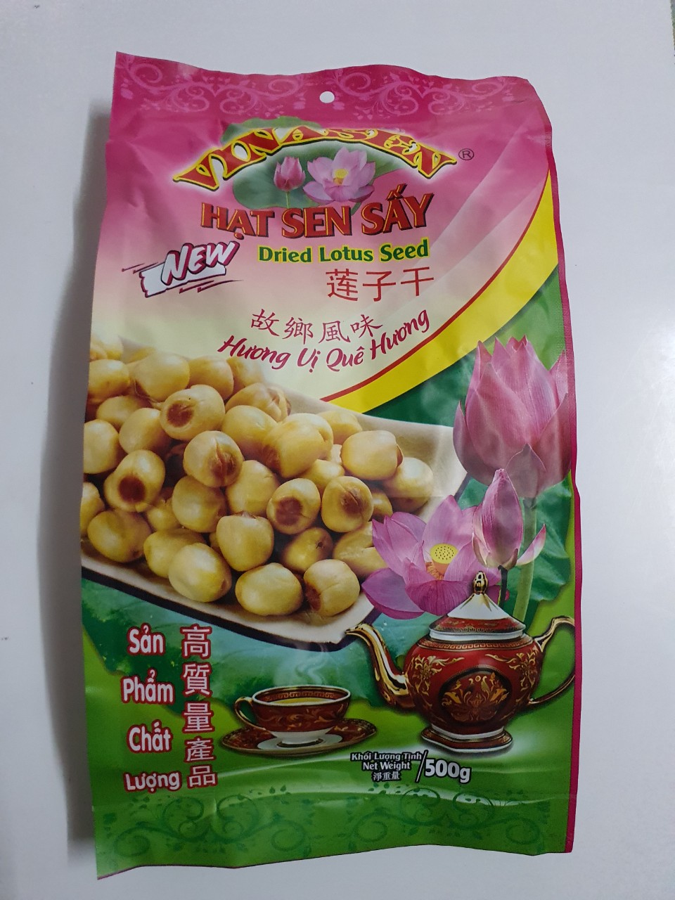 Hạt sen sấy giòn VINASEN 500gr DATE mới