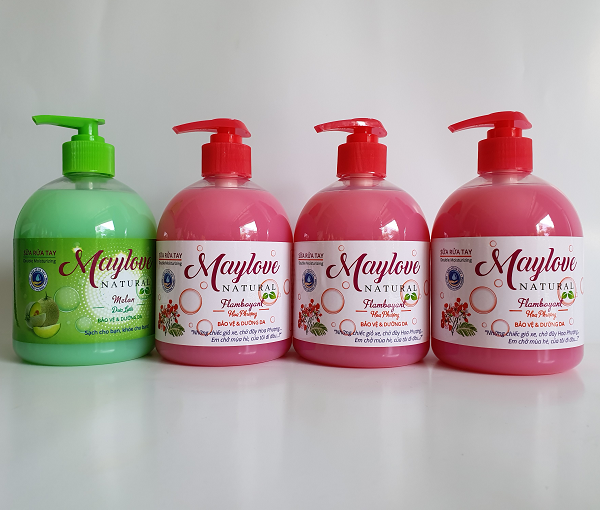 Combo 4 Chai Sữa rửa tay Maylove ( 3 Chai Hoa Phượng 500ml+ 1 Chai SRT Dưa Lưới 500ml )
