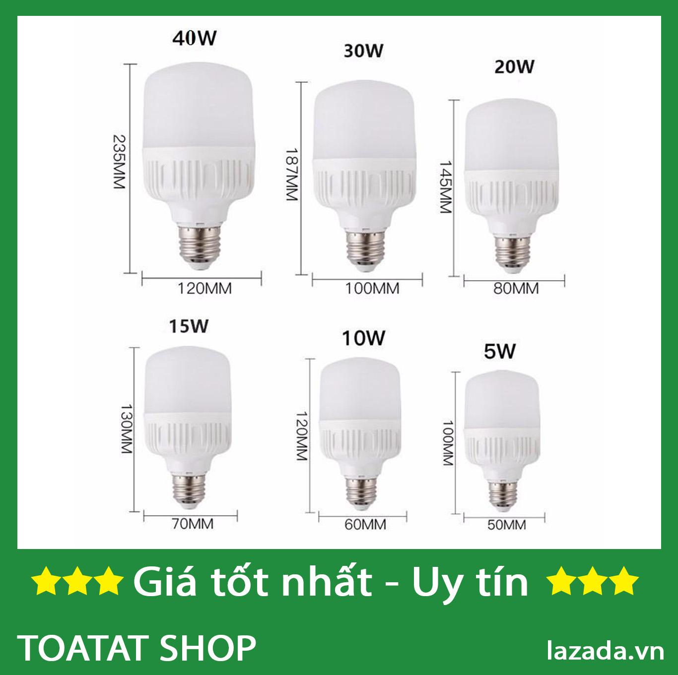 [Combo Sĩ] Bộ 10 Bóng đèn led trụ 50w (trắng)