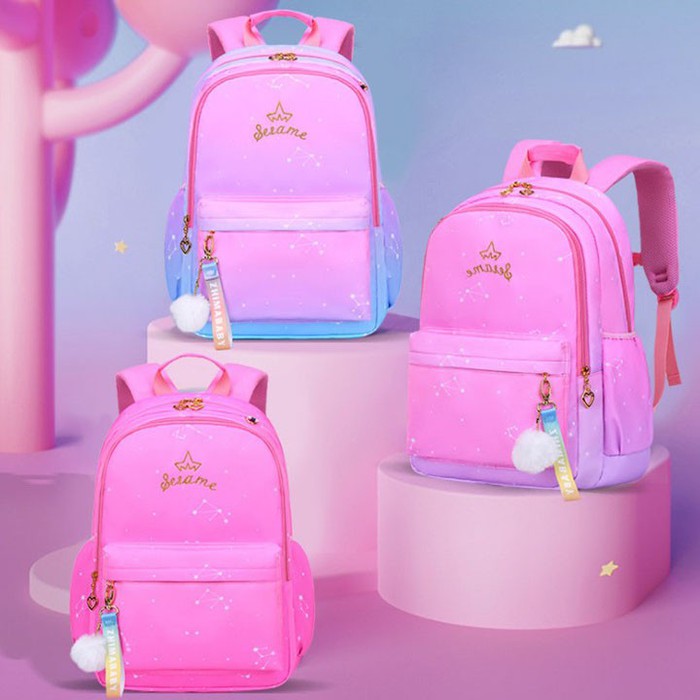 Balo Học Sinh Chống Gù, Chống Thấm Nước Cao Cấp Cho Bé Gái Size 41cm