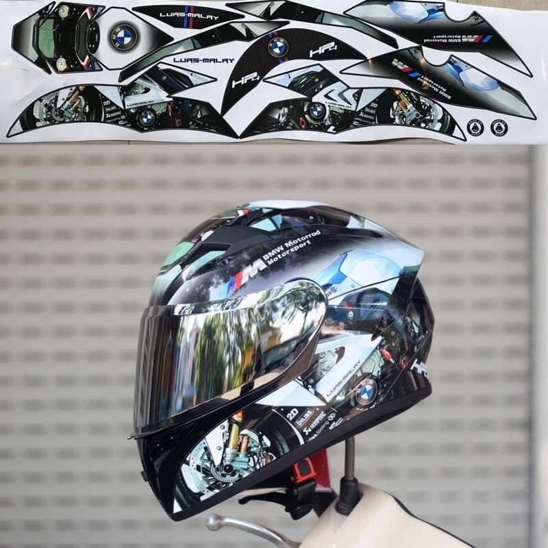 Tem decal dán mũ bảo hiểm fullface B M W