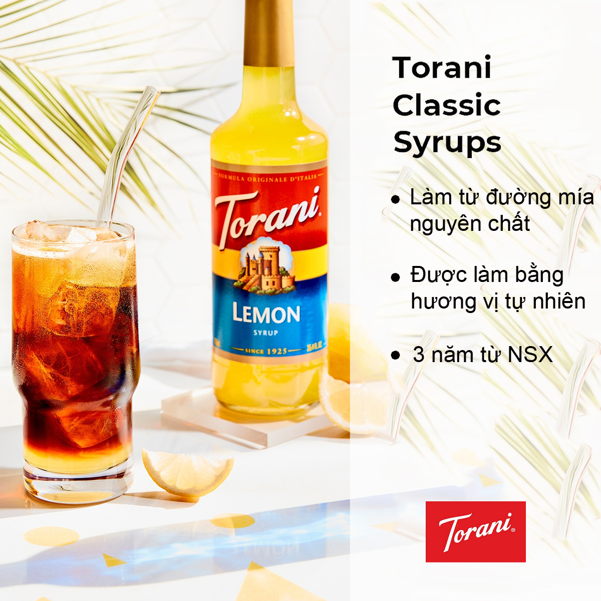Torani classic siro pha chế vị chanh vàng lemon syrup 750ml mỹ