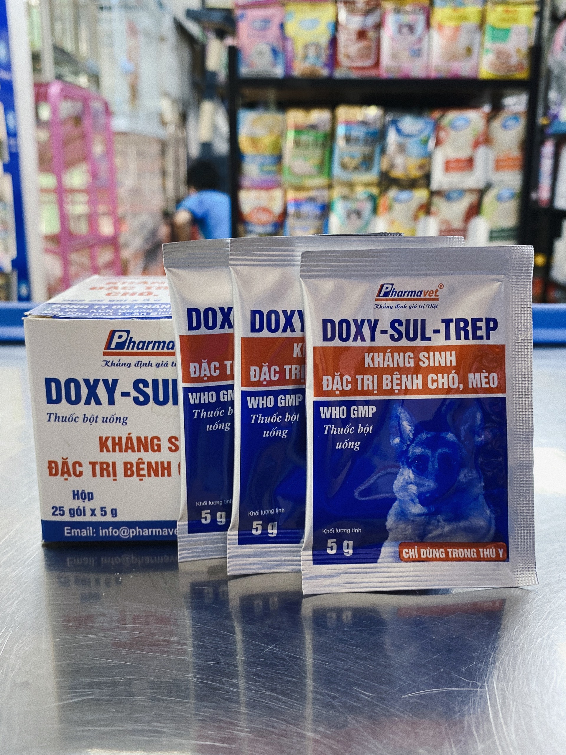 Gói bột chó mèo Doxy-Sul-Trep 5g- combo 5 gói