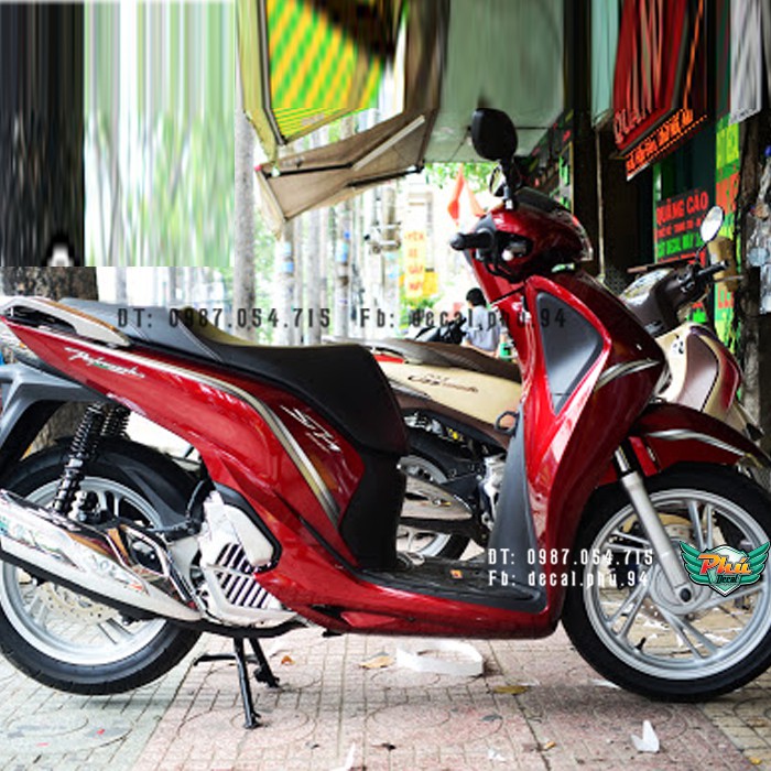 Tem rời SH 2017-2019 chỉ xám bạc xe đỏ đô 2