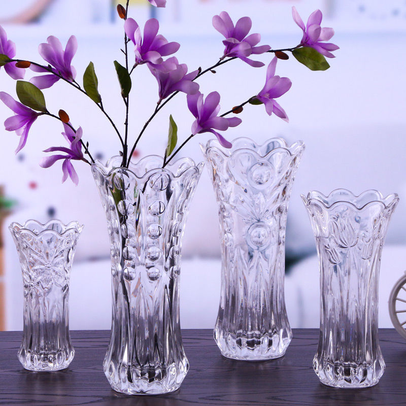 Lọ hoa thủy tinh cao cấp 20cm, 25cm, 30cm (Họa Tiết Ngẫu Nhiên)