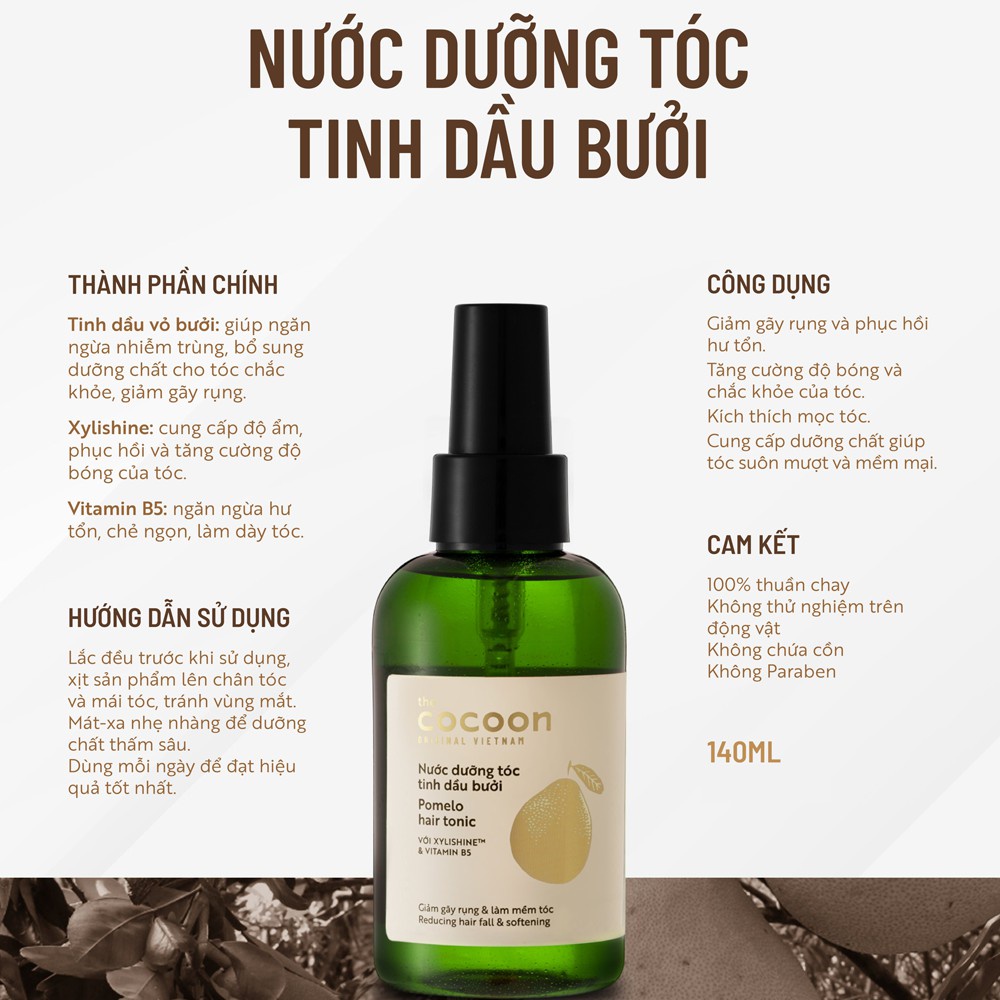 Nước Dưỡng Tóc Tinh Dầu Bưởi Cocoon 140ml