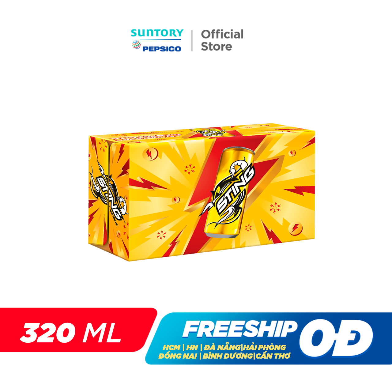[SALE 6.6] Thùng 24 Lon Nước Tăng Lực Sting Vàng (320ml/lon)