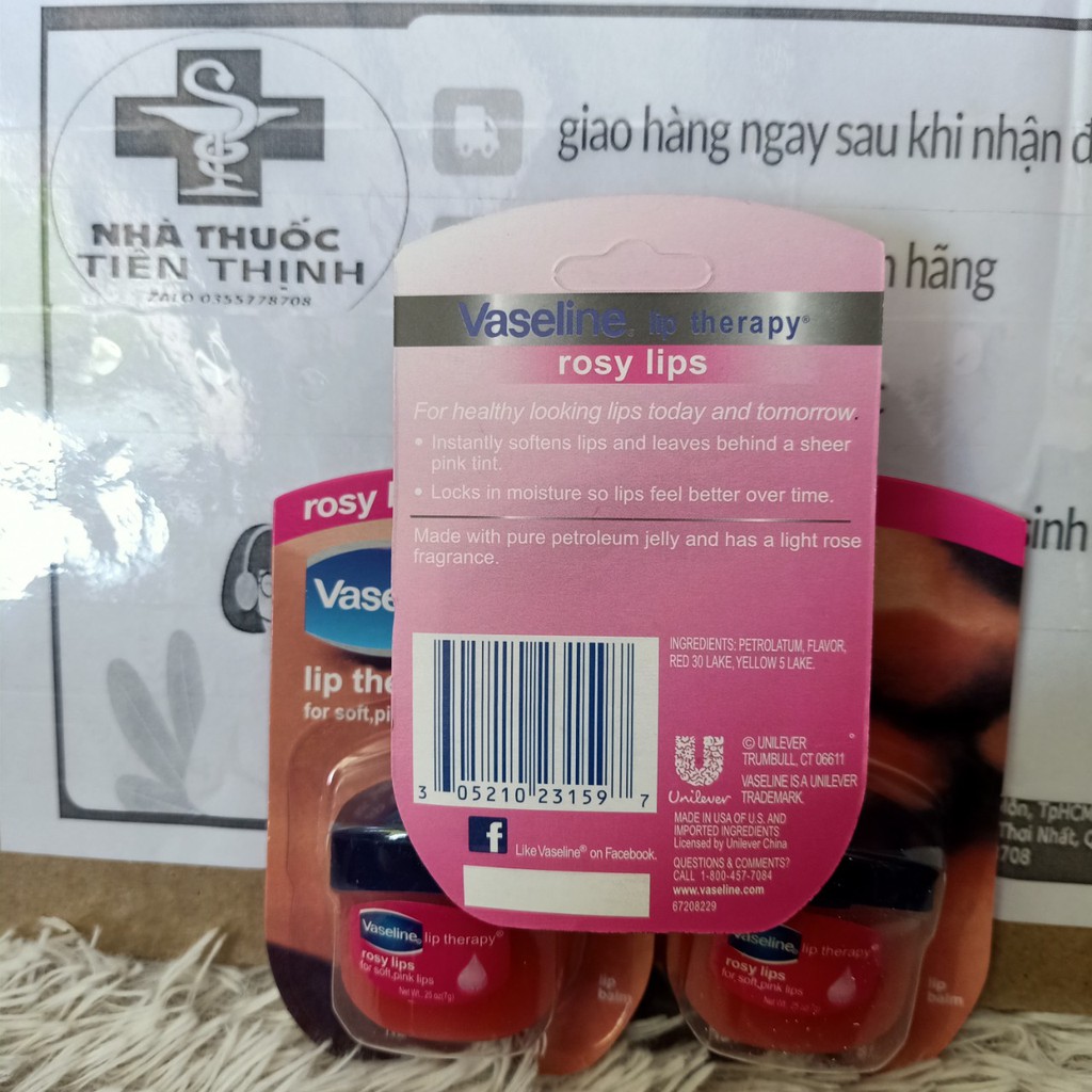 [HCM]son dưỡng môi vaseline lip therapy 7g - rosy lips