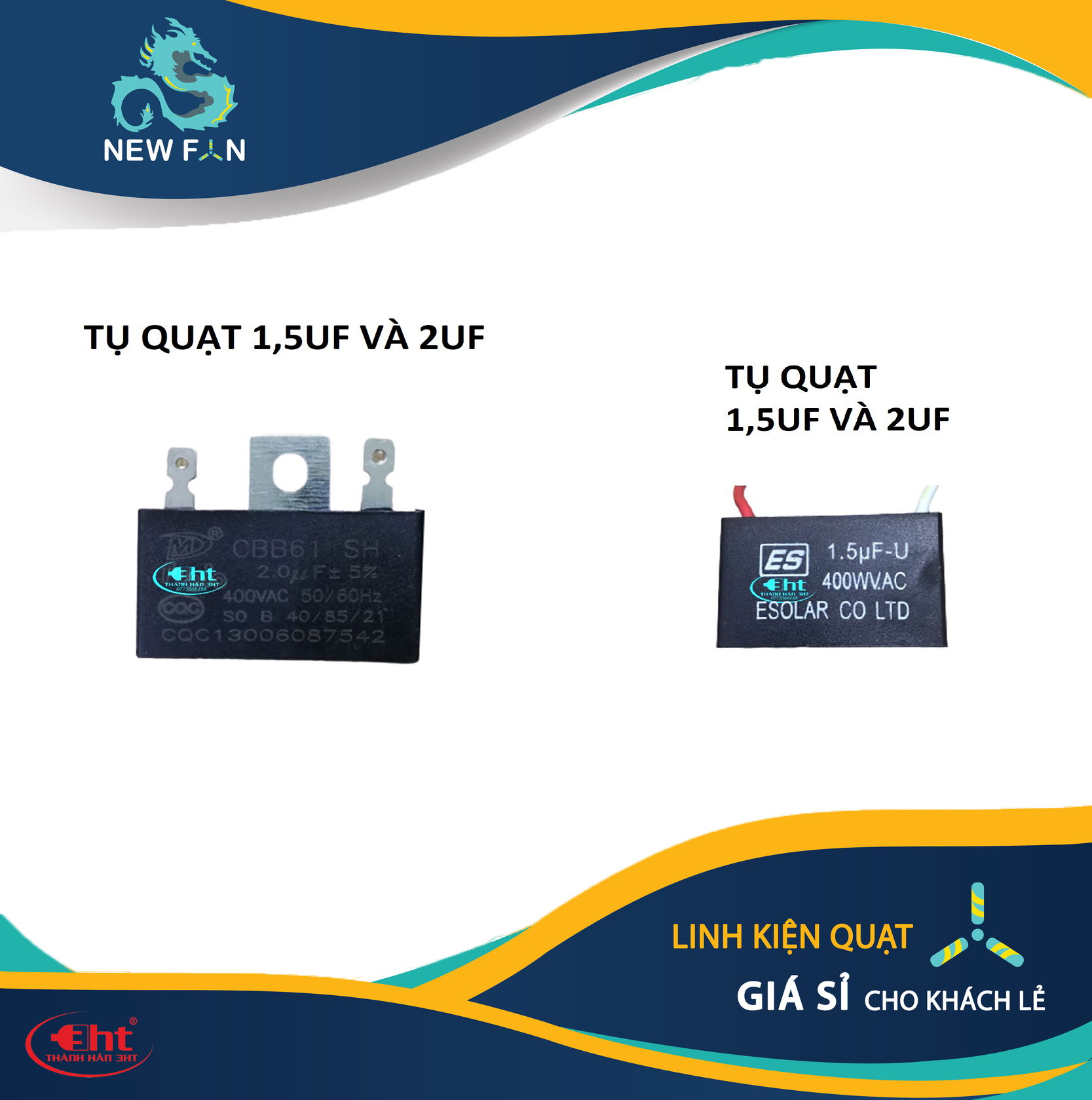 TỤ 1.5UF & 2UF CHO QUẠT