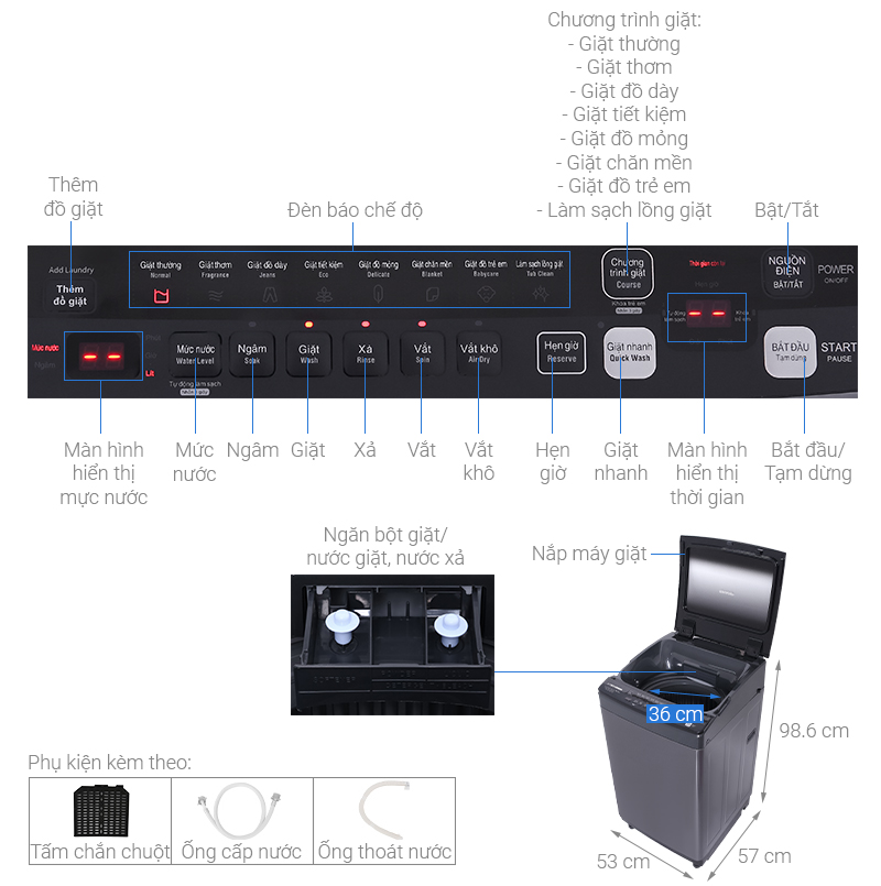 [TRẢ GÓP 0%] Máy giặt Sharp Inverter 9.5 Kg ES-X95HV-S Mới 2021 (Giá áp dụng giao tại HN, HCM& các tỉnh liên hệ shop)