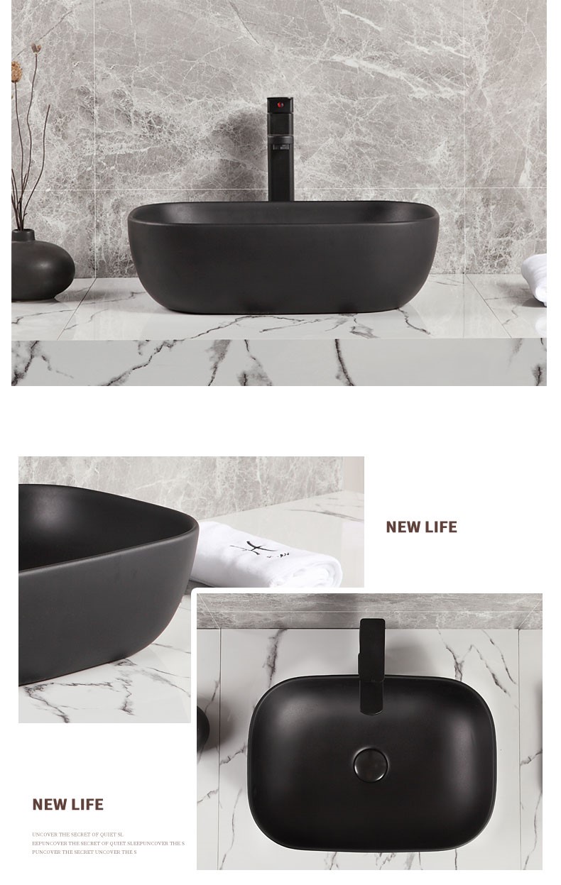 LAVABO VUÔNG BO GÓC ĐEN