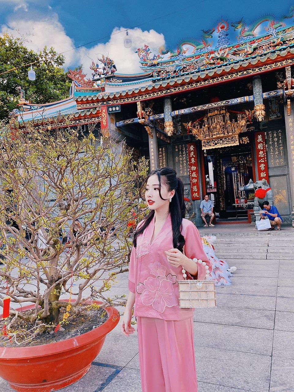 Đồ Lam đi chùa cao cấp chất lụa mềm mịn L05