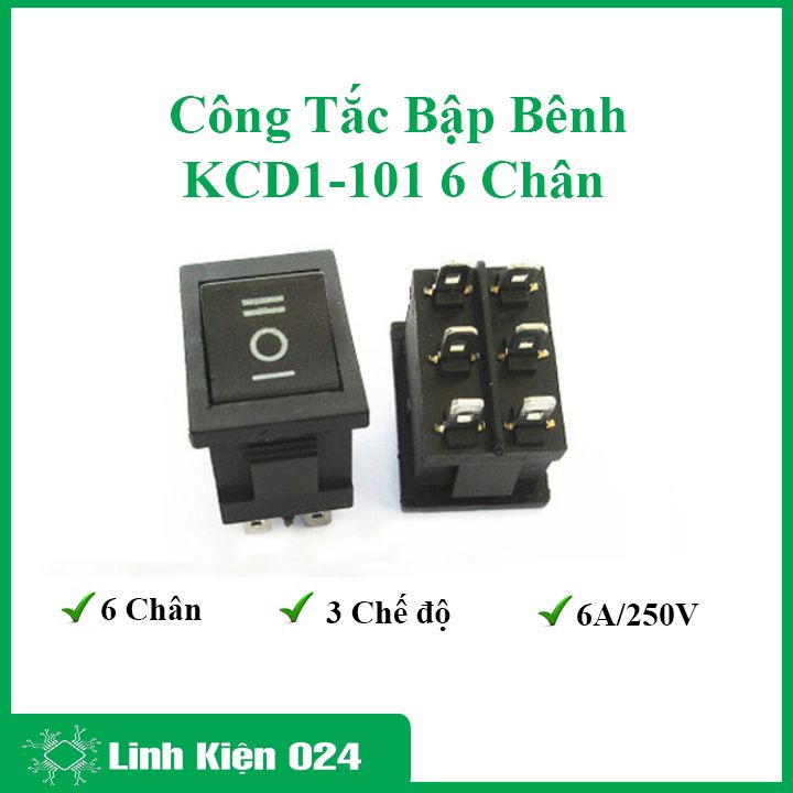 Công tắc bập bênh KCD1-101 6 chân 3 chế độ 6A 250V 6P