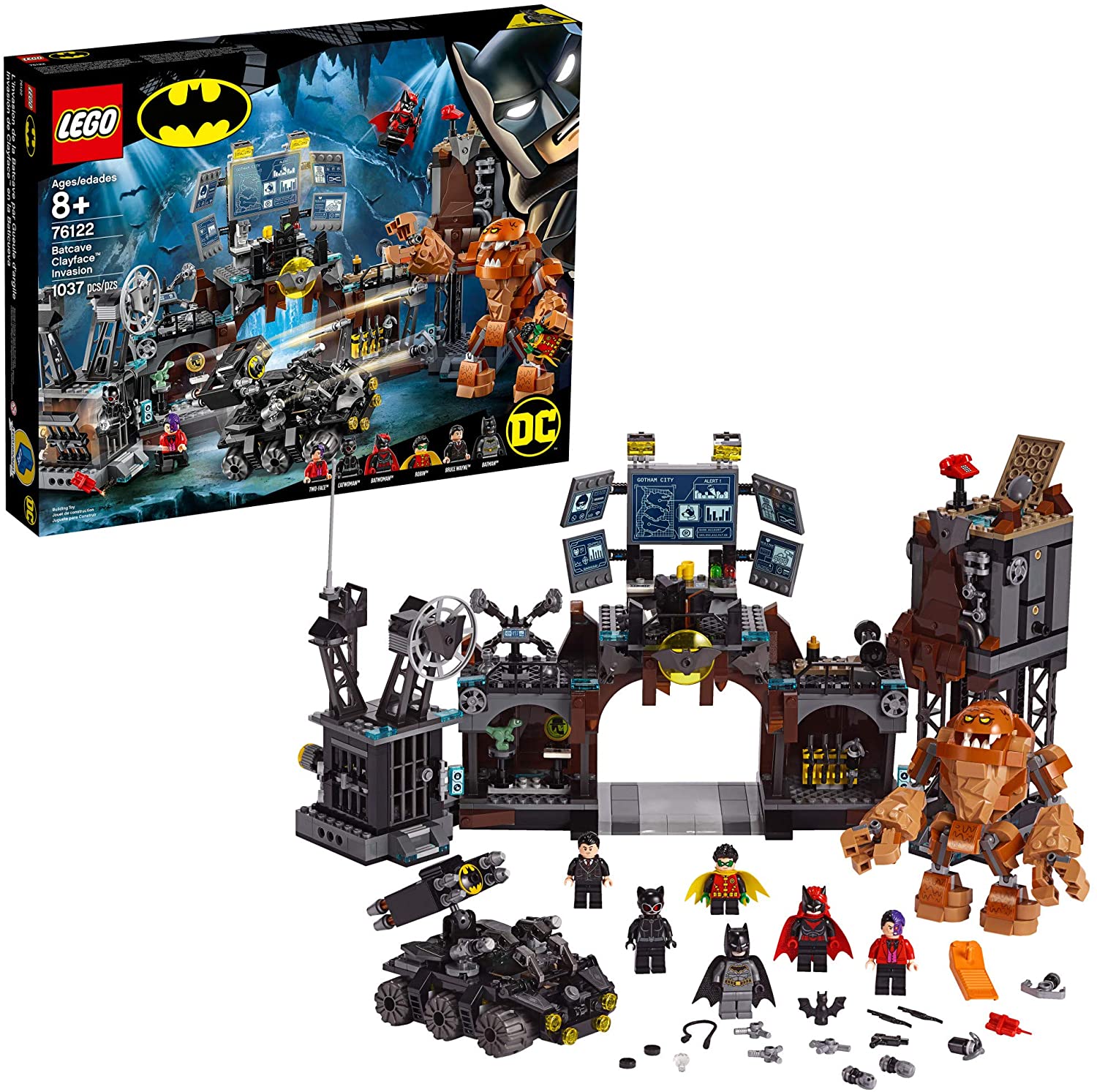 Genuine】LEGO Bộ xây dựng đồ chơi Người dơi DC Batman Cave Clayface Invasion  76122 với các nhân vật mini hành động Batman và Bruce Wayne, đồ chơi siêu  anh hùng DC phổ
