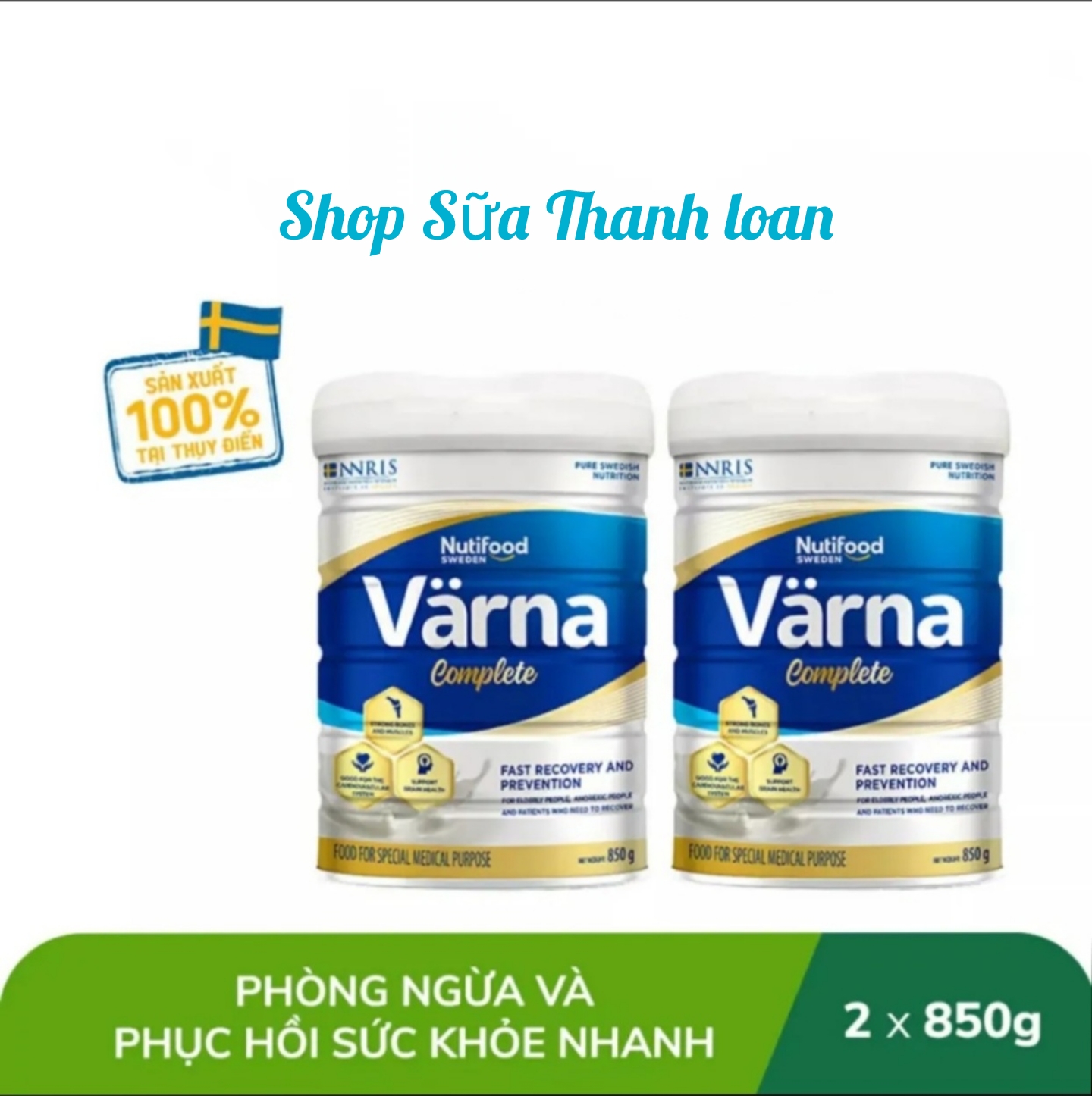 (HSD T6-2026) (Tích Điểm) COMBO 2 LON Sữa Bột Nutifood Varna Complete 850g.