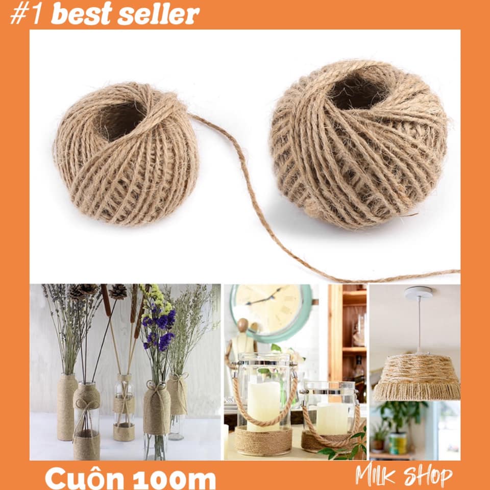Combo 50 kẹp gỗ kẹp ảnh + 5m dây cói