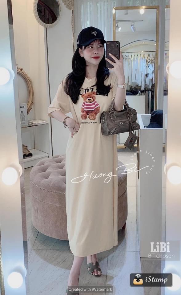 Đầm Suông - Váy Suông Gấu HELLO Chất Cotton From Dài Dáng Rộng