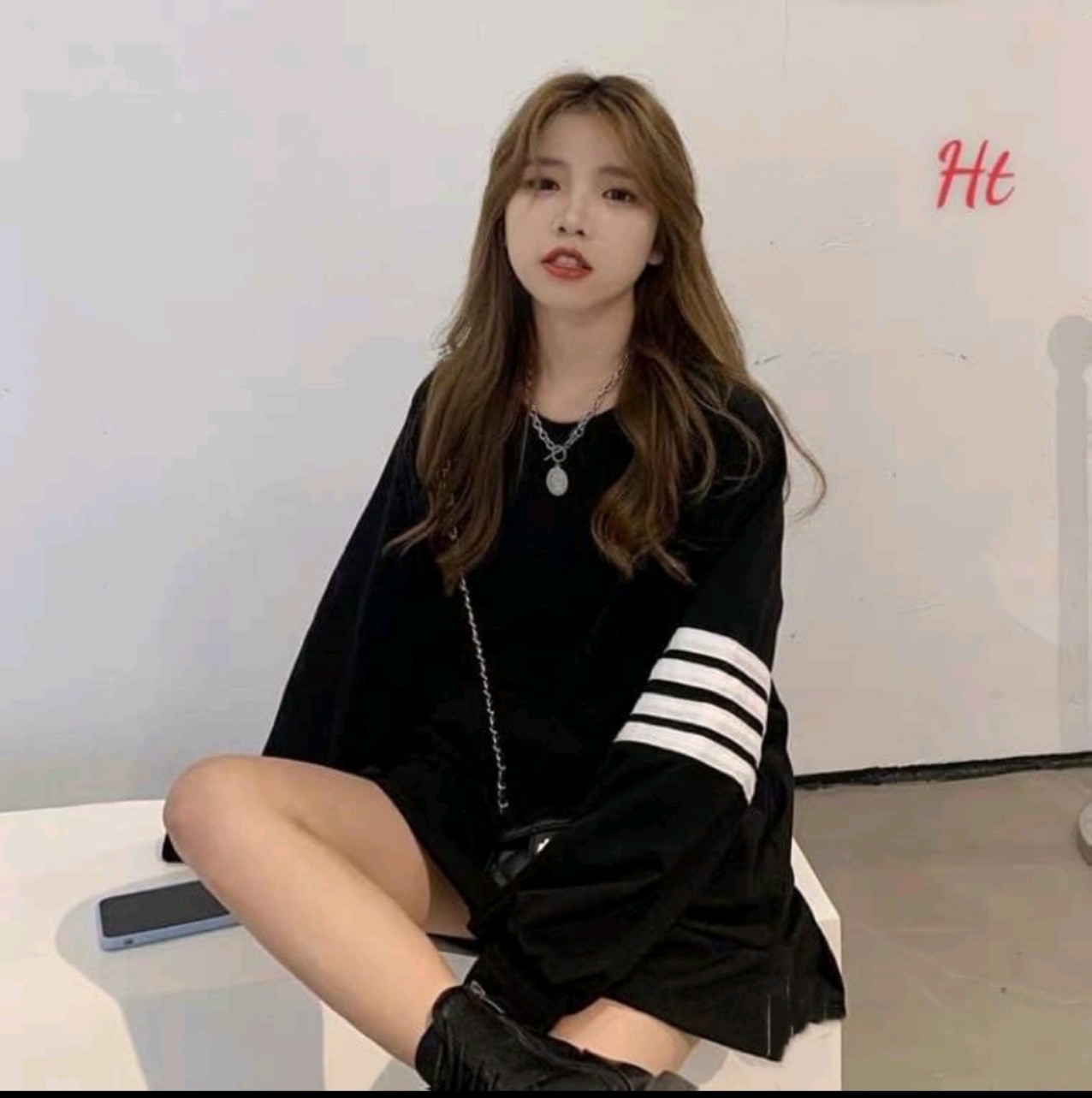 Áo Dài Tay  3 Sọc Cánh Tay chất cotton  from thụng  (tặng kèm khẩu trang)