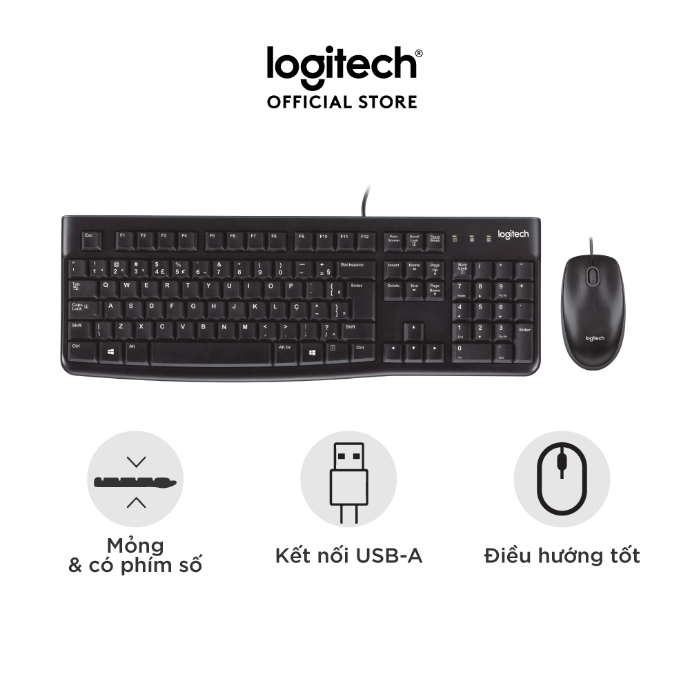 Bộ bàn phím và chuột có dây Logitech MK120