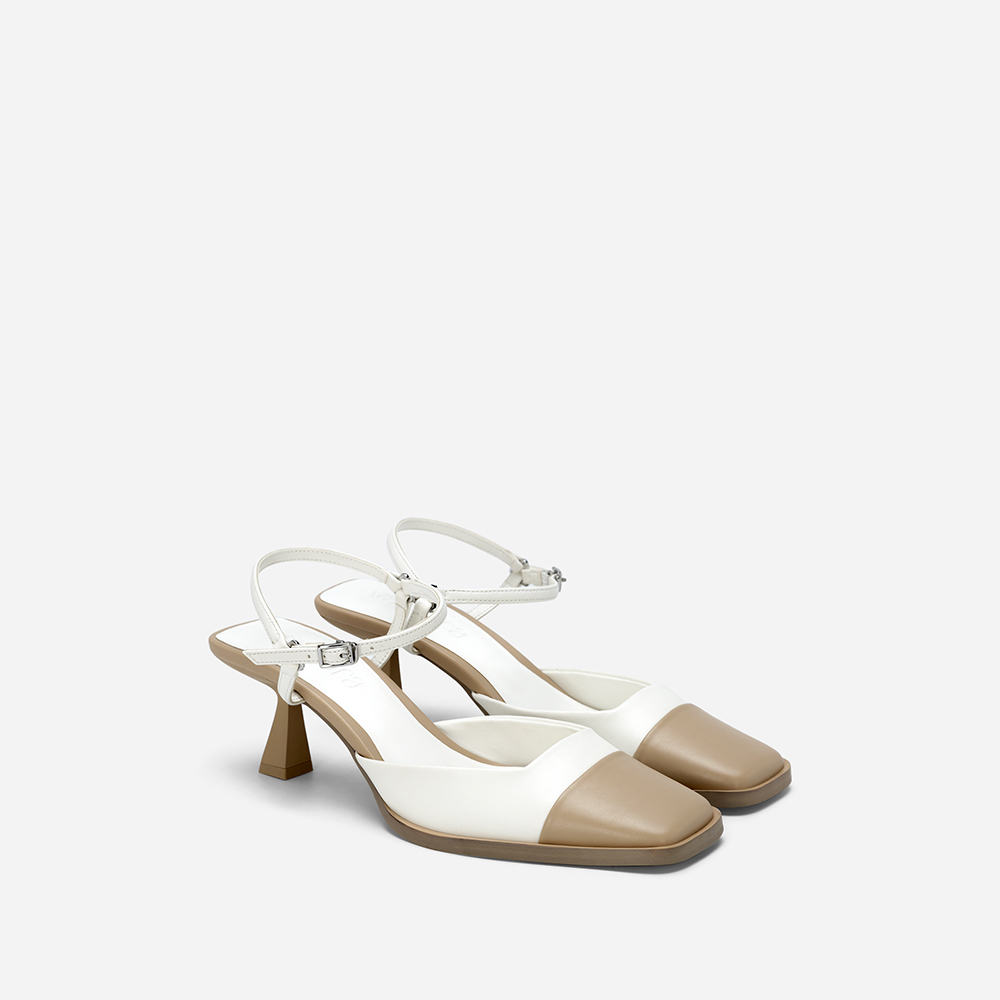 [Ưu đãi voucher 10%] Vascara Giày Bít Spool Heel Nhấn Mũi Phối Layer - BMN 0595