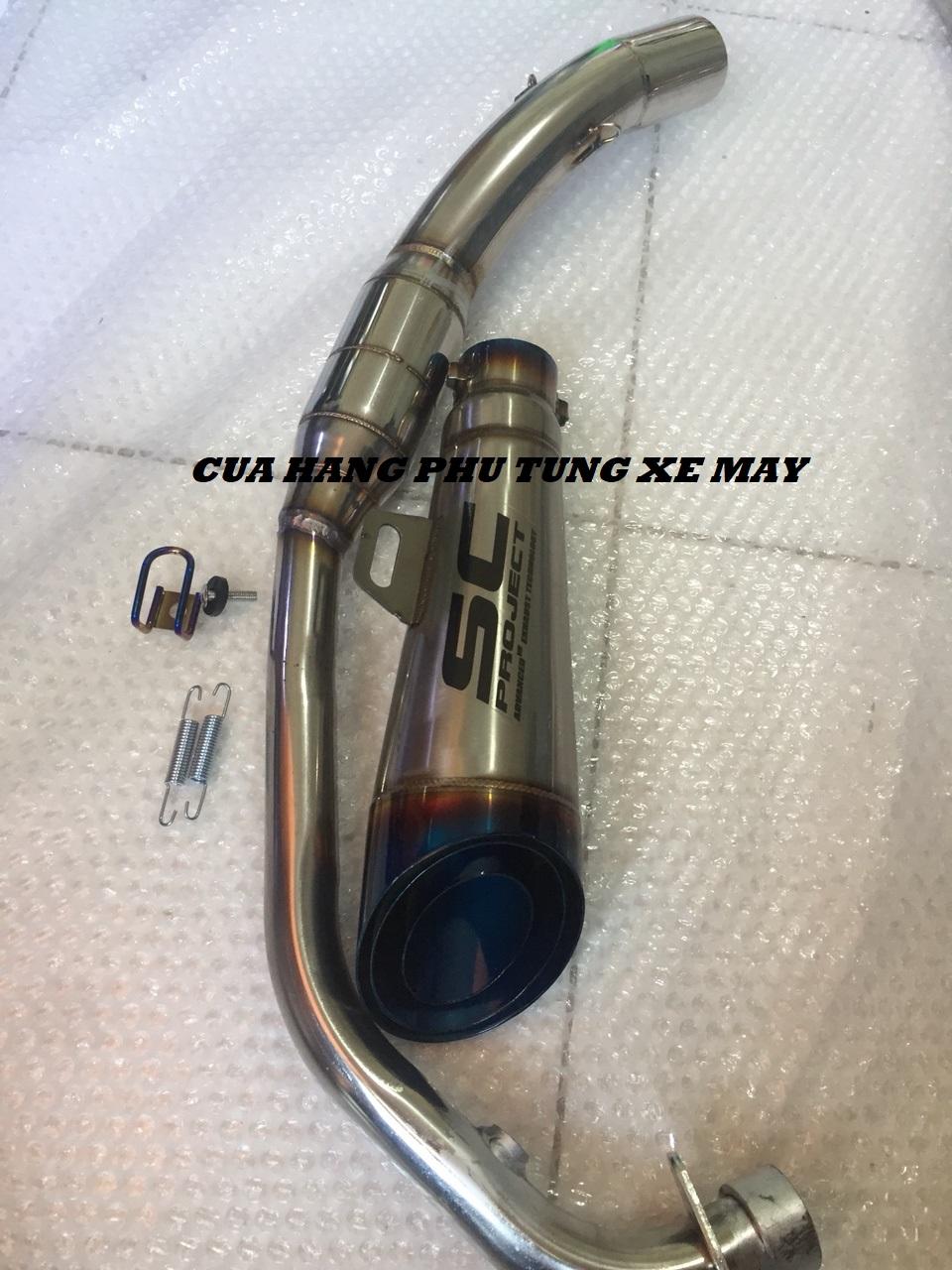 Pô SC xéo gắn xe Exciter 135, Exciter 150, Winner 150, Winner X, Raider Fi, Satria Fi ( kèm cổ bầu hơi inox )