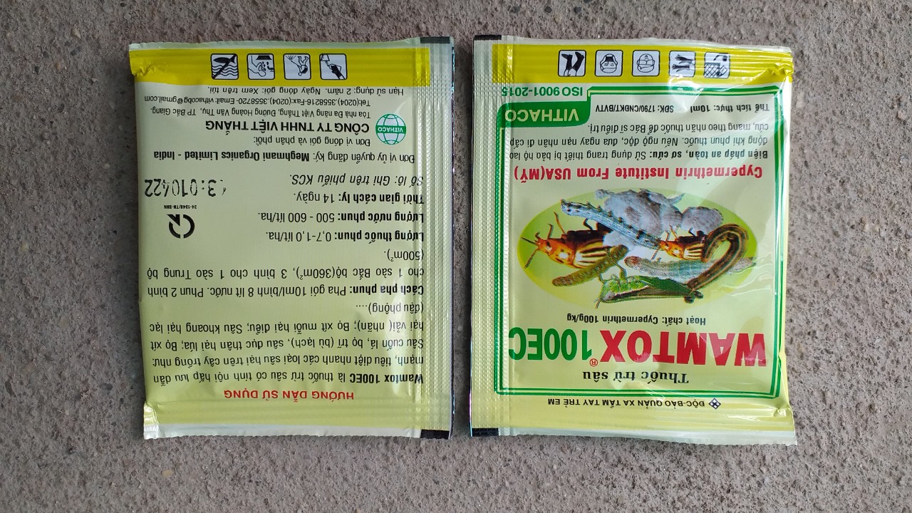 Chế phẩm Wamtox 100EC trừ sâu cuốn lá, bọ trĩ, bọ xít gói 10ml
