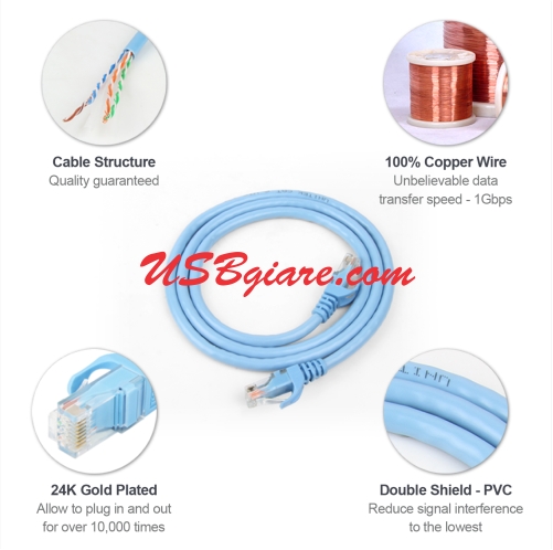 CÁP MẠNG 1M UTP CAT6 UNITEK Y-C809ABL