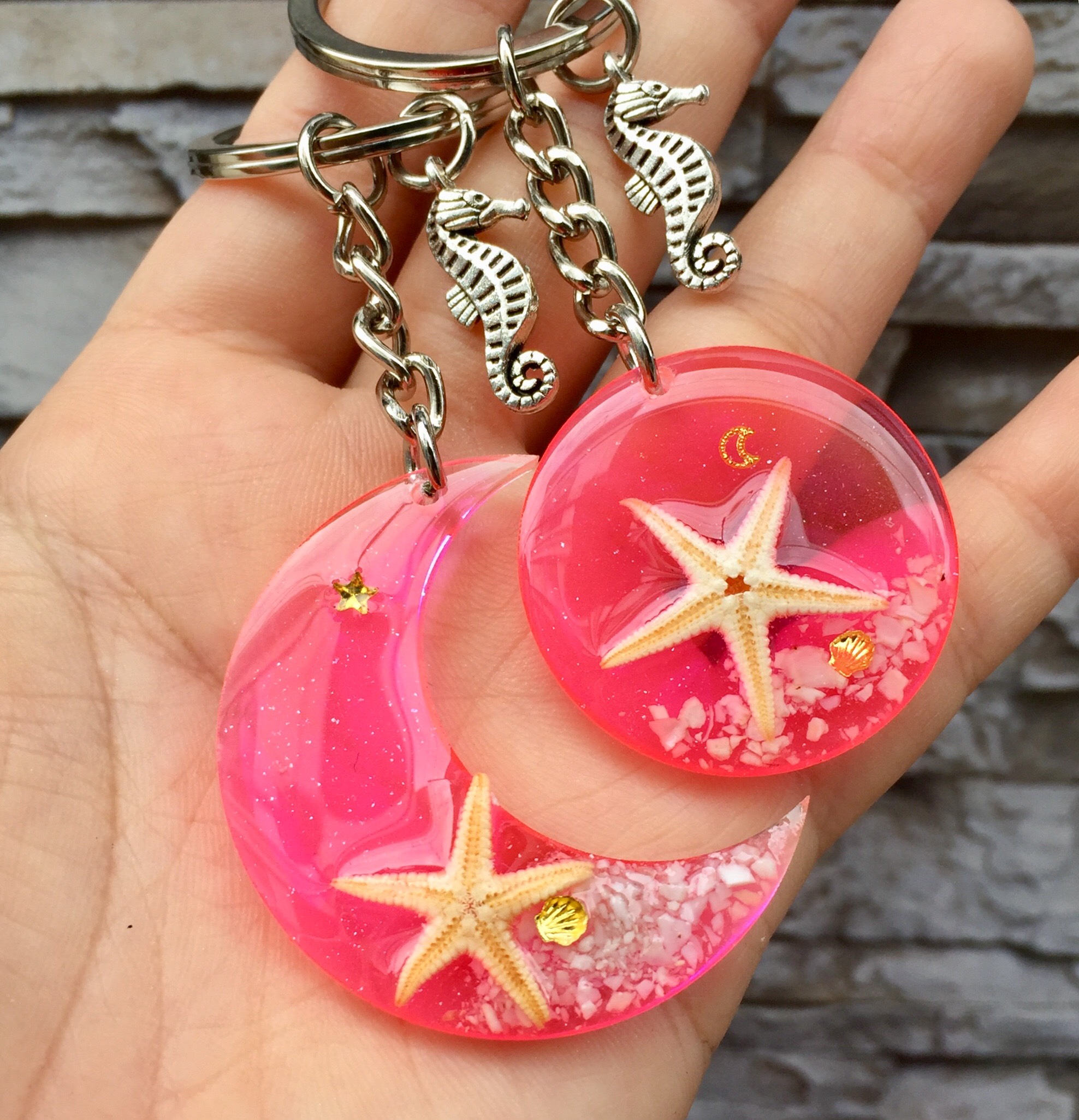 Móc khóa cặp đôi biển xanh Lilande keychains quà tặng độc đáo