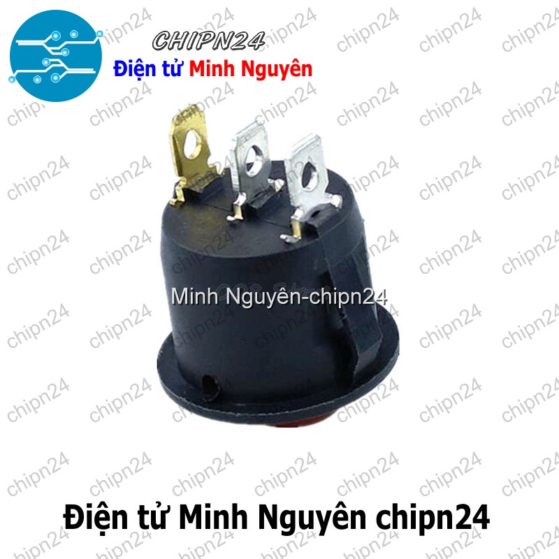 [2 cái] (F98.4) Công tắc Tròn 20MM Có Đèn Đỏ 3 chân 2 vị trí (6A 250VAC KCD1-105) (CTTCD3C) - HH004146
