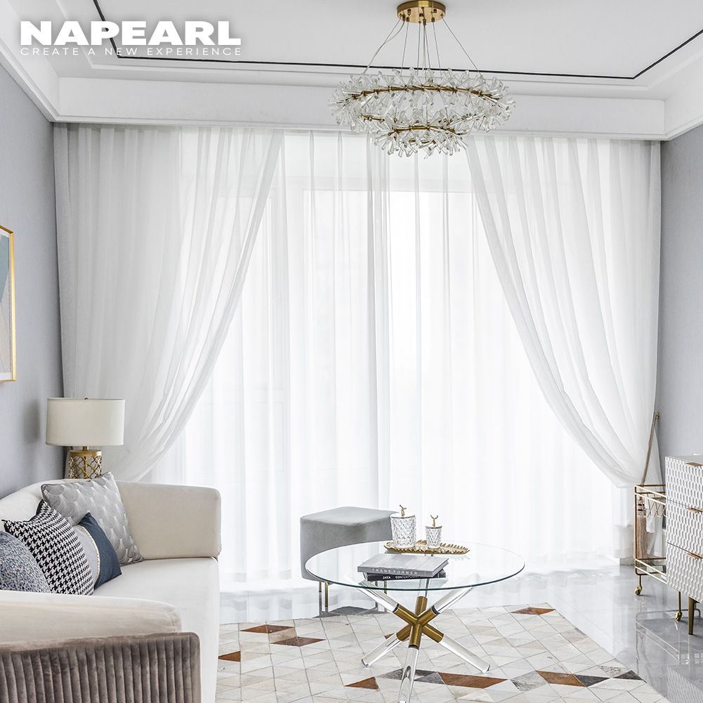 Napearl Rèm cửa vải tuyn màu trơn kích thước 100X260CM thích hợp trang trí phòng khách - INTL