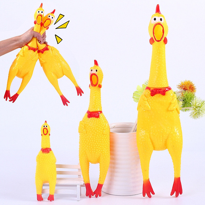 Funny shrilling chicken squeak chicken toy rubber chicken squishy squeeze-toy for baby, pet cat dog