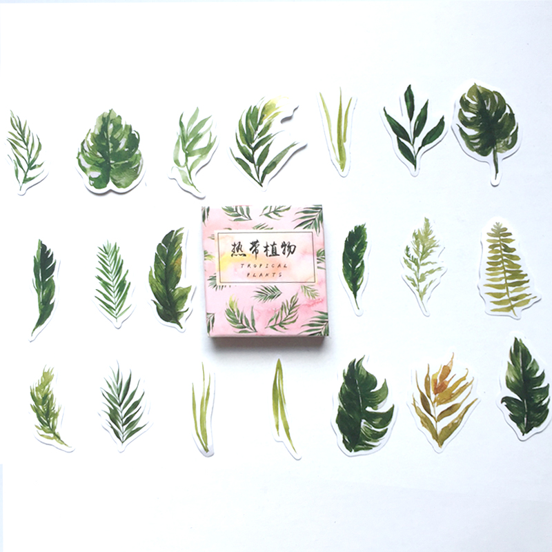 Hộp 40 Miếng Nhãn Dán Sticker Trang Trí Lá Cây