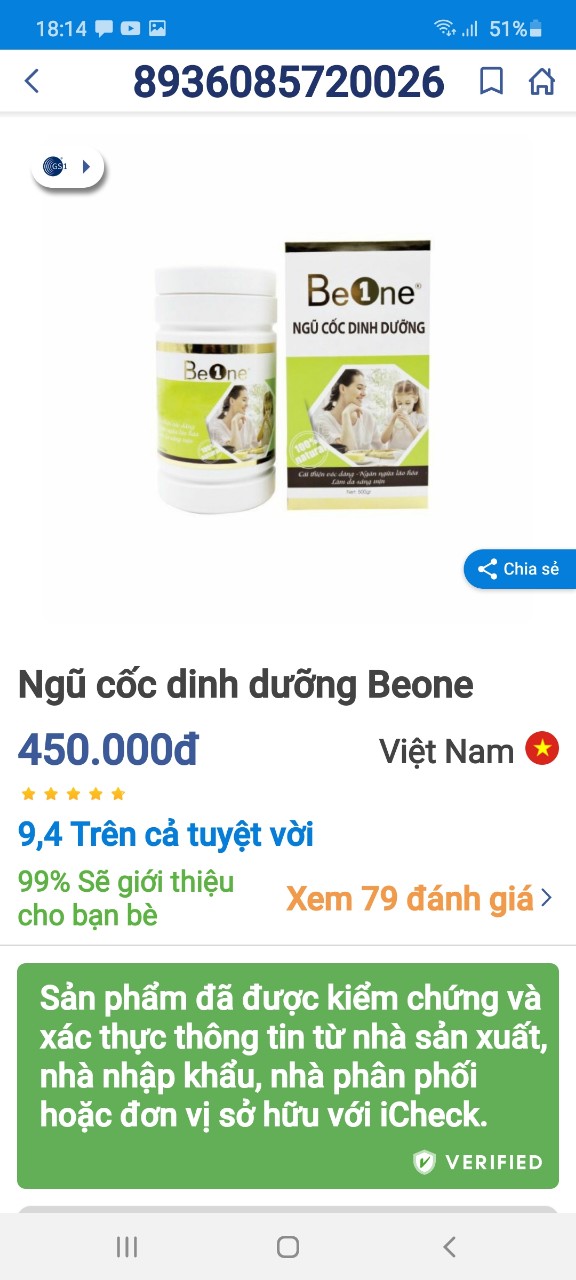 Ngũ cốc dinh dưỡng Beone
