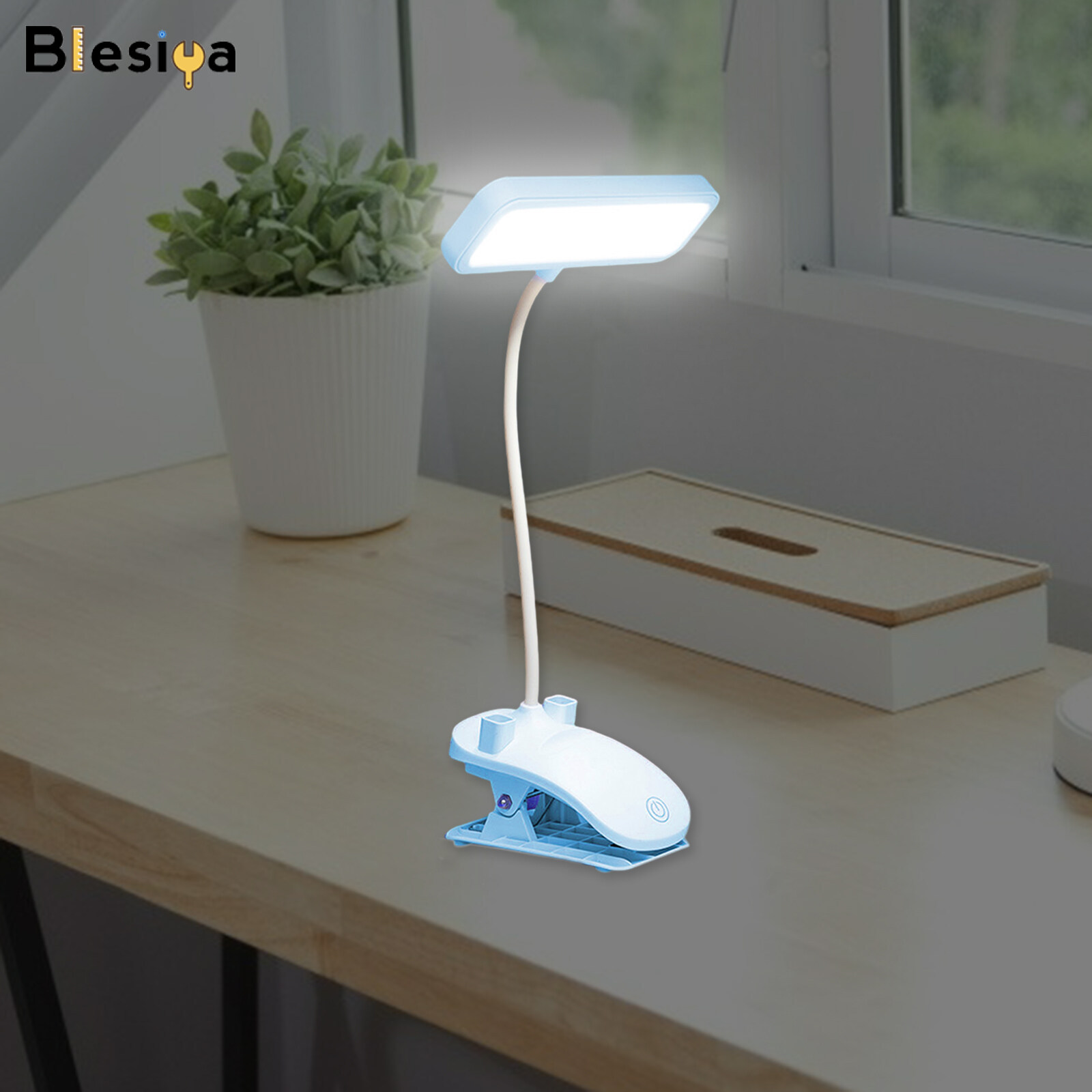 Blesiya 3Level Book Light Table LED Clip-On Reading Rechargeable Flexible Lamp