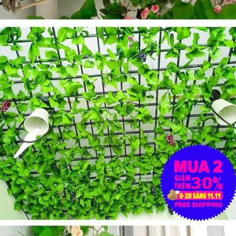 Tặng 100 dây thít nhựa xanh-Combo 10 dây lá giả trang trí nội thất - 10 dây lá nho trang trí nhà hàng, quán cà phê, đám cưới, sự kiện xanh mướt