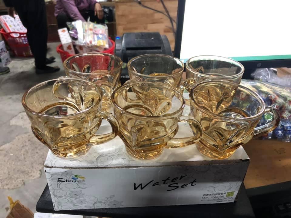 Bộ 6 cốc cafe thủy tinh vàng