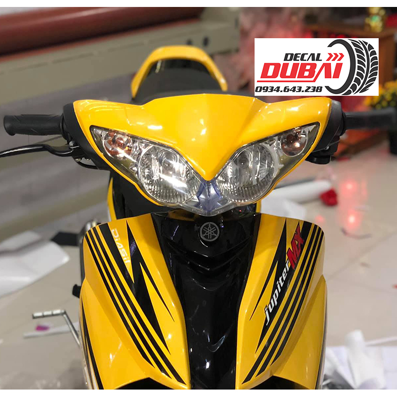 Tem trùm Dán Xe Jupiter V, Mx Đen Vàng