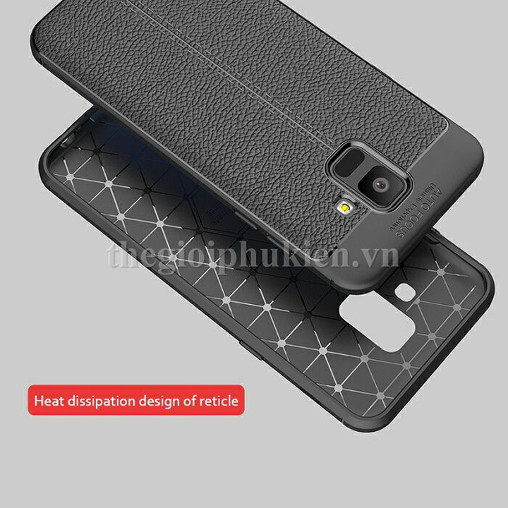 Ốp lưng Samsung Galaxy A6 2018 silicon giả da Auto Focus