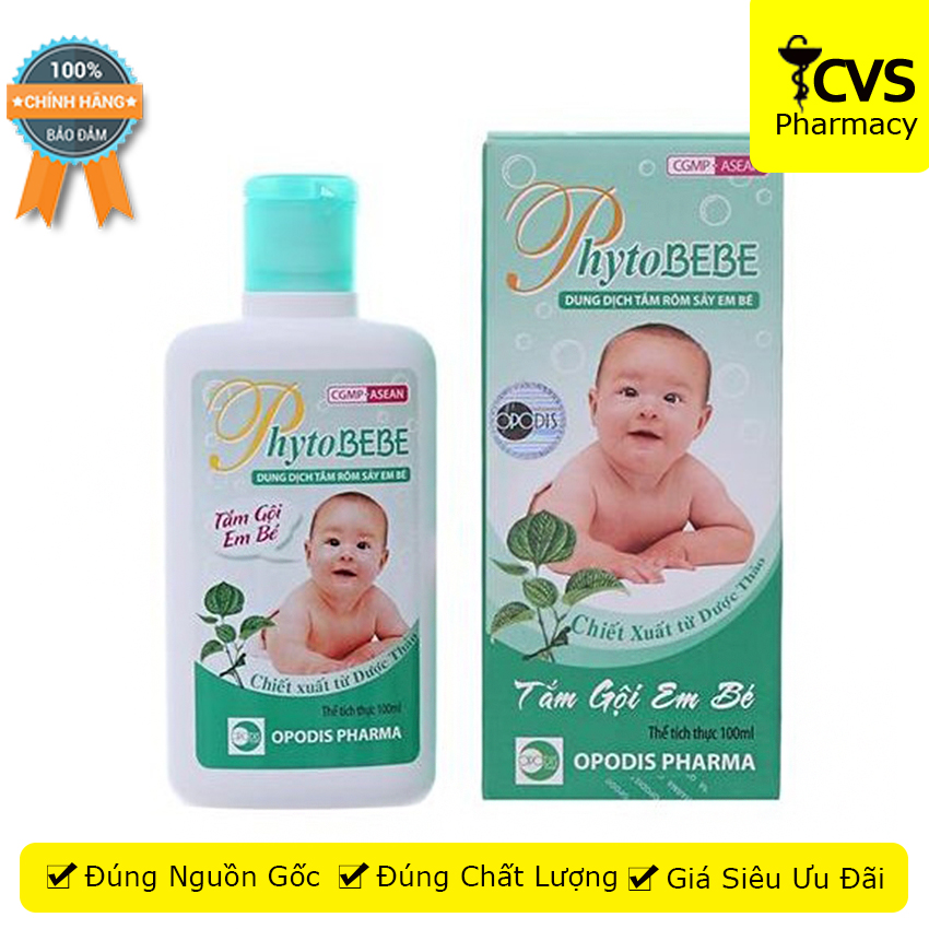 Dung dịch tắm rôm sảy em bé PhytoBEBE 100ml - an toàn phù hợp với làn da nhạy cảm của bé - cvspharmacy