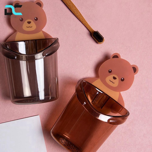Cốc gấu đựng bàn trải đánh răng, cốc gấu dán tường