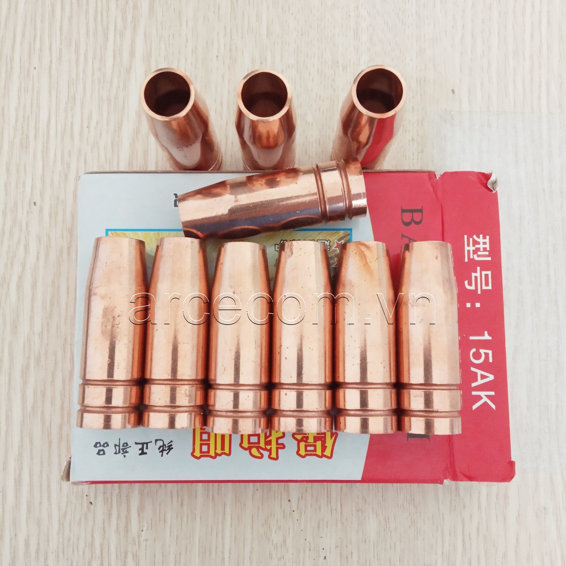 Chụp khí mỏ hàn mig 15AK đồng đỏ (tốt) - hộp 10 cái