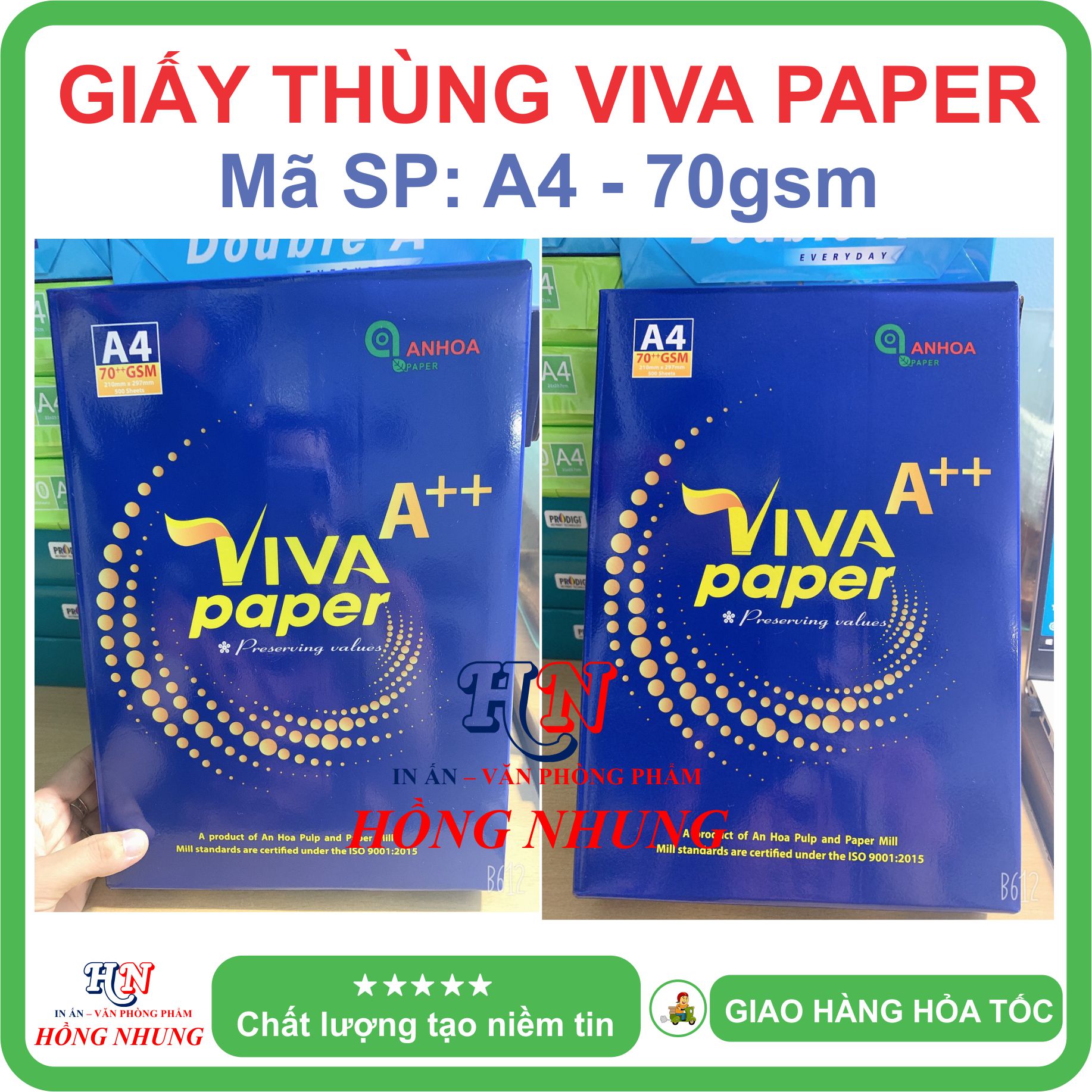 Hàng Mới  Giấy in Viva Paper A4, Định lượng 70gsm - Giấy thùng