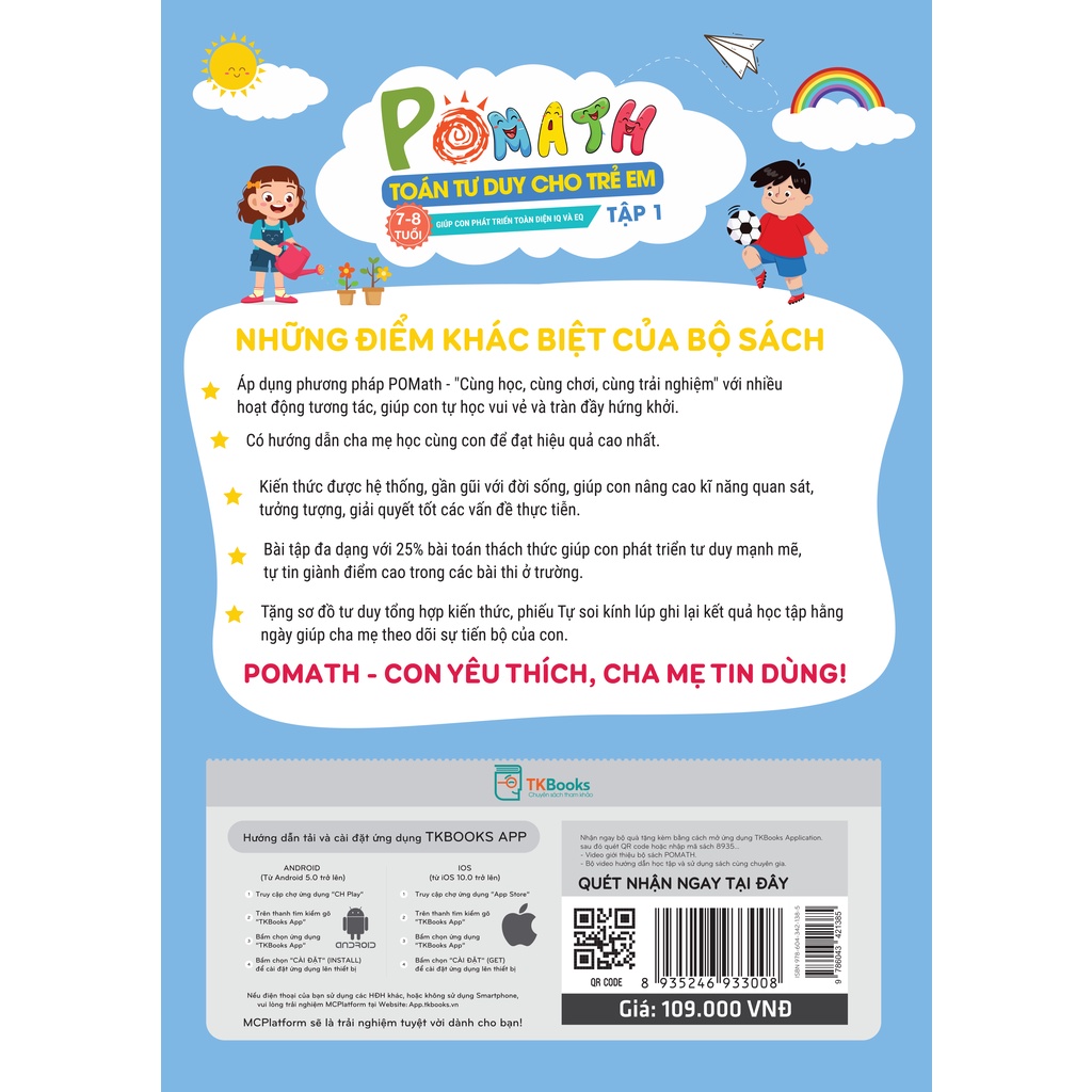 Sách - Combo POMath Toán tư duy cho trẻ em 7 – 8 tuổi (Tập 1 + 2)