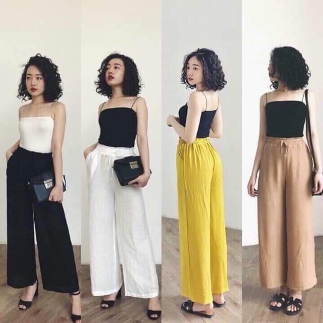 Quần Ống Rộng Đũi Lụa Mềm Nhiều Mầu Dáng Dài