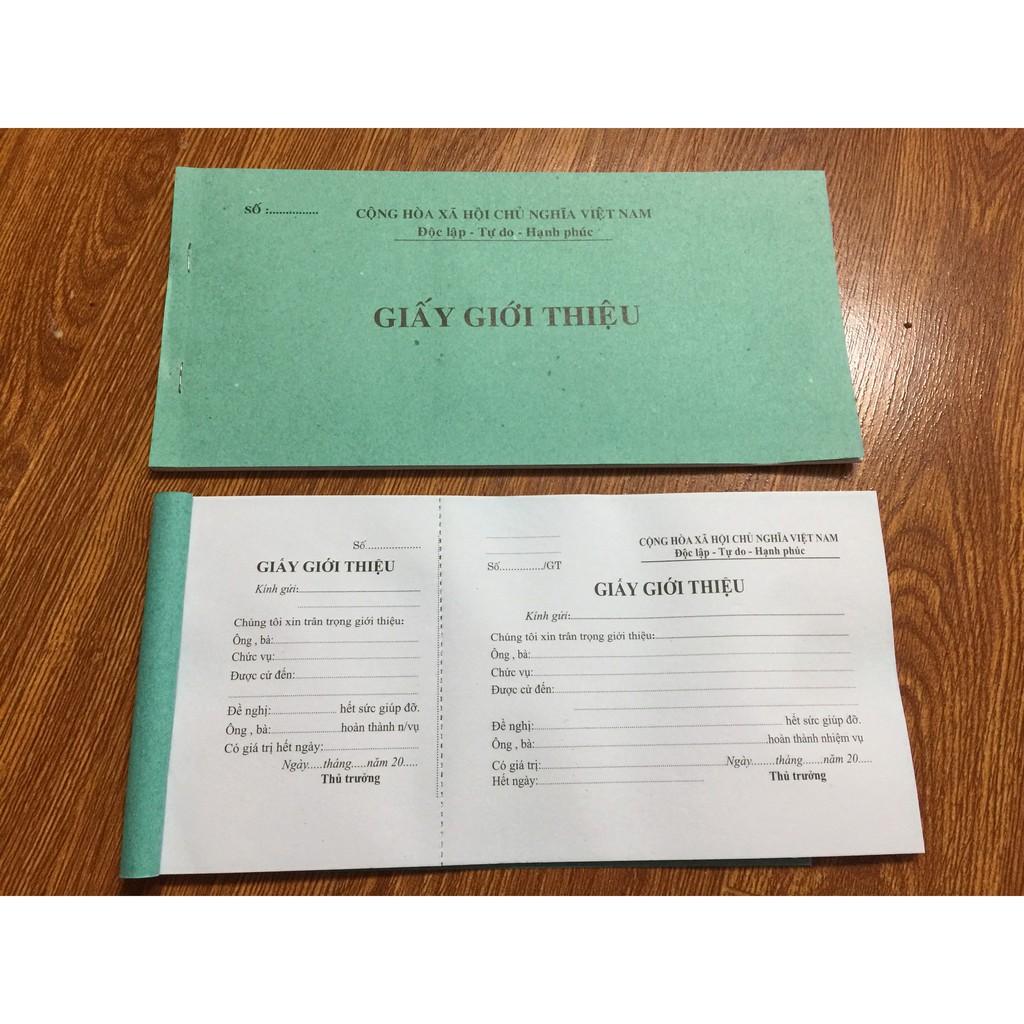 Quyển Giấy giới thiệu (1 liên)
