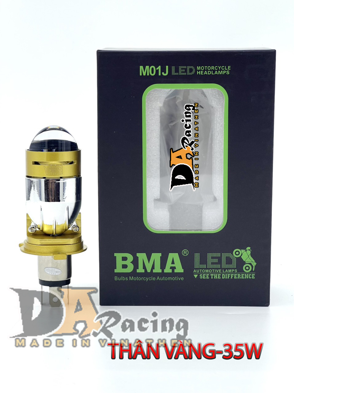 Bi led mắt ếch m01j 45w chip osram 3535 hãng bma chân h4
